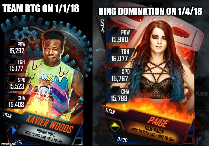How did WWE SuperCard allow this? | RING DOMINATION ON 1/4/18; TEAM RTG ON 1/1/18 | image tagged in wwe | made w/ Imgflip meme maker