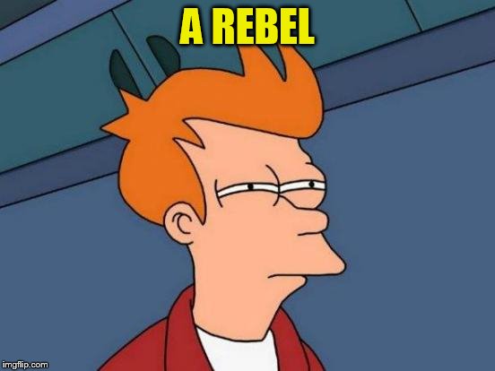 Futurama Fry Meme | A REBEL | image tagged in memes,futurama fry | made w/ Imgflip meme maker