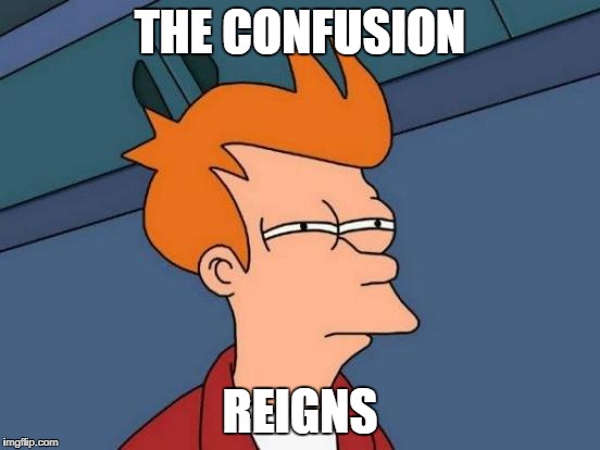 Futurama Fry Meme | THE CONFUSION REIGNS | image tagged in memes,futurama fry | made w/ Imgflip meme maker