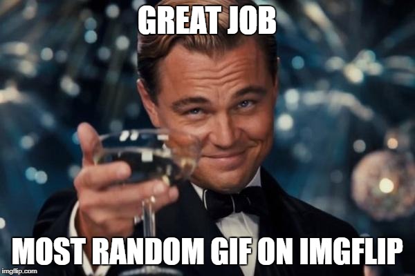 Leonardo Dicaprio Cheers Meme | GREAT JOB MOST RANDOM GIF ON IMGFLIP | image tagged in memes,leonardo dicaprio cheers | made w/ Imgflip meme maker