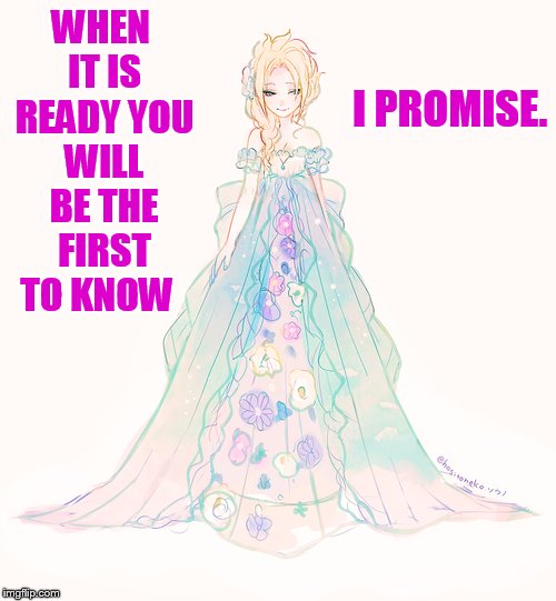 WHEN IT IS READY YOU WILL BE THE FIRST TO KNOW I PROMISE. | made w/ Imgflip meme maker