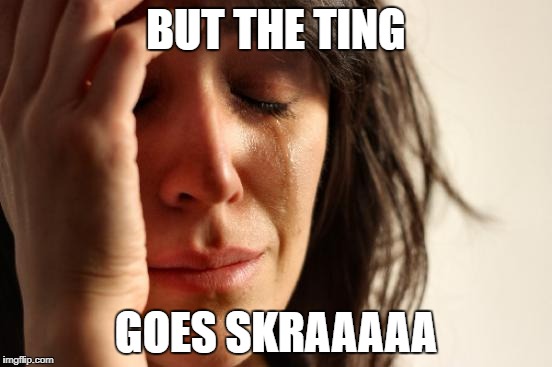 First World Problems Meme | BUT THE TING GOES SKRAAAAA | image tagged in memes,first world problems | made w/ Imgflip meme maker