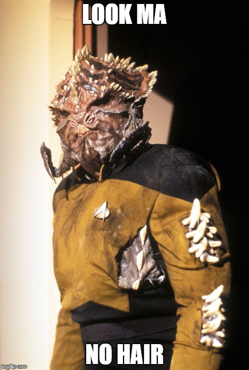 Mutant_Worf | LOOK MA; NO HAIR | image tagged in worf,star trek,star trek the next generation,klingon | made w/ Imgflip meme maker