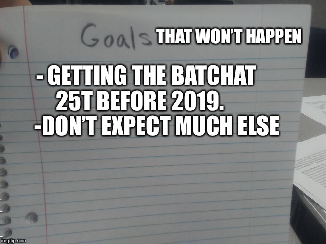Enough Said | THAT WON’T HAPPEN; - GETTING THE BATCHAT 25T BEFORE 2019.        
-DON’T EXPECT MUCH ELSE | image tagged in goals | made w/ Imgflip meme maker