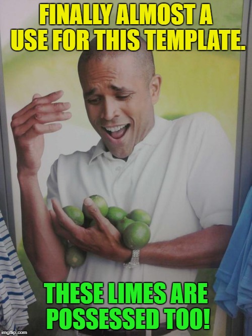 FINALLY ALMOST A USE FOR THIS TEMPLATE. THESE LIMES ARE POSSESSED TOO! | made w/ Imgflip meme maker