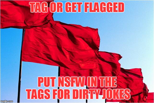 red flags | TAG OR GET FLAGGED PUT NSFW IN THE TAGS FOR DIRTY JOKES | image tagged in red flags | made w/ Imgflip meme maker