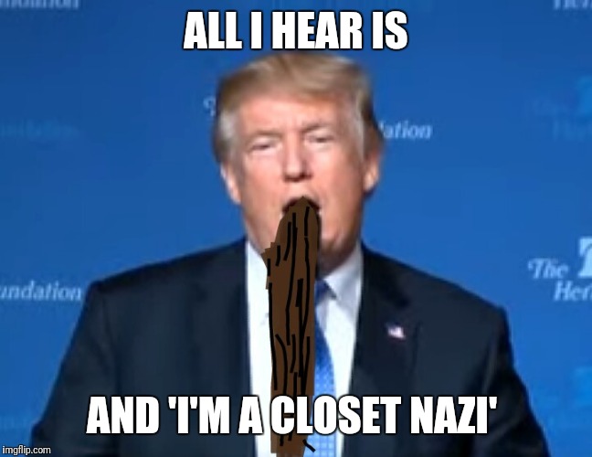 Verbal diarrhea  | ALL I HEAR IS AND 'I'M A CLOSET NAZI' | image tagged in verbal diarrhea | made w/ Imgflip meme maker