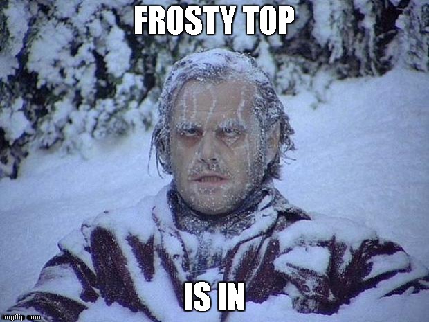 Jack Nicholson The Shining Snow Meme | FROSTY TOP; IS IN | image tagged in memes,jack nicholson the shining snow | made w/ Imgflip meme maker