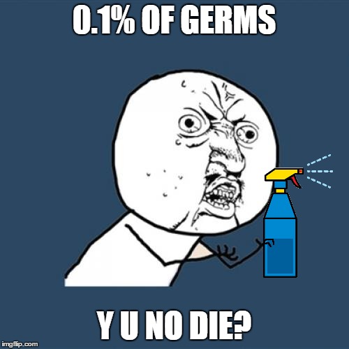 Y U No Meme | 0.1% OF GERMS Y U NO DIE? | image tagged in memes,y u no | made w/ Imgflip meme maker