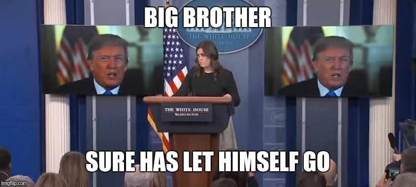 Meanwhile, at the White House.... | BIG BROTHER; SURE HAS LET HIMSELF GO | image tagged in donald trump is an idiot,donald trump,1984,orwellian | made w/ Imgflip meme maker