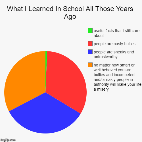 What I Learned In School | image tagged in pie charts,school,society,humanity | made w/ Imgflip chart maker