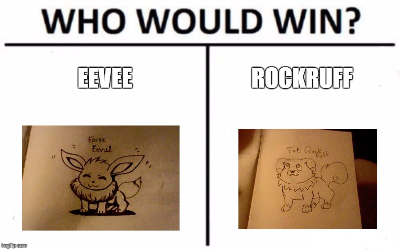 Who Would Win? Meme | EEVEE; ROCKRUFF | image tagged in memes,who would win | made w/ Imgflip meme maker