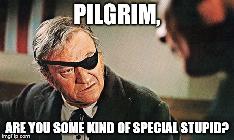 PILGRIM, ARE YOU SOME KIND OF SPECIAL STUPID? | image tagged in jw | made w/ Imgflip meme maker