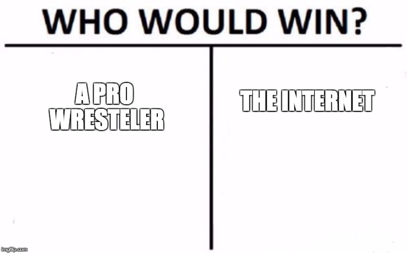 Who Would Win? Meme | A PRO WRESTELER; THE INTERNET | image tagged in memes,who would win | made w/ Imgflip meme maker