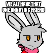 That friend that leaves you like: | WE ALL HAVE THAT ONE ANNOYING FRIEND | image tagged in rabbit,furry,friends,stupid people | made w/ Imgflip meme maker