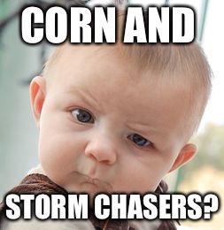 Skeptical Baby Meme | CORN AND STORM CHASERS? | image tagged in memes,skeptical baby | made w/ Imgflip meme maker