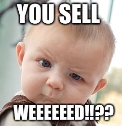 Skeptical Baby Meme | YOU SELL; WEEEEEED!!?? | image tagged in memes,skeptical baby | made w/ Imgflip meme maker