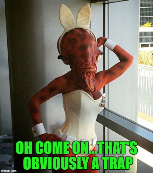 Geek Week Jan 7-13, A JBmemegeek & KenJ event. | OH COME ON...THAT'S OBVIOUSLY A TRAP | image tagged in admiral ackbunny,memes,star wars,geek week,funny | made w/ Imgflip meme maker
