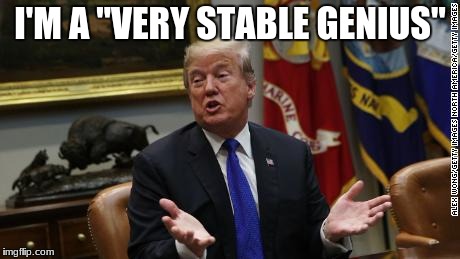 Real Quote, you can't make this stuff up |  I'M A "VERY STABLE GENIUS" | image tagged in trump,funny memes,quotes | made w/ Imgflip meme maker