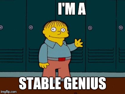 ralph wiggum | I'M A; STABLE GENIUS | image tagged in ralph wiggum | made w/ Imgflip meme maker