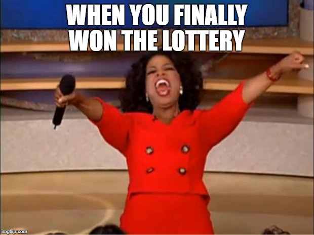 Oprah You Get A Meme | WHEN YOU FINALLY WON THE LOTTERY | image tagged in memes,oprah you get a | made w/ Imgflip meme maker
