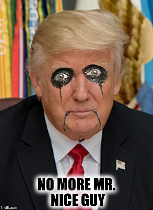 Bad Photoshop Sunday presents:  Trump tells Pakistan (and U.N.) to gfy  (go fund yourself) |  NO MORE MR. NICE GUY | image tagged in donald trump,alice cooper,no more mr nice guy,un | made w/ Imgflip meme maker
