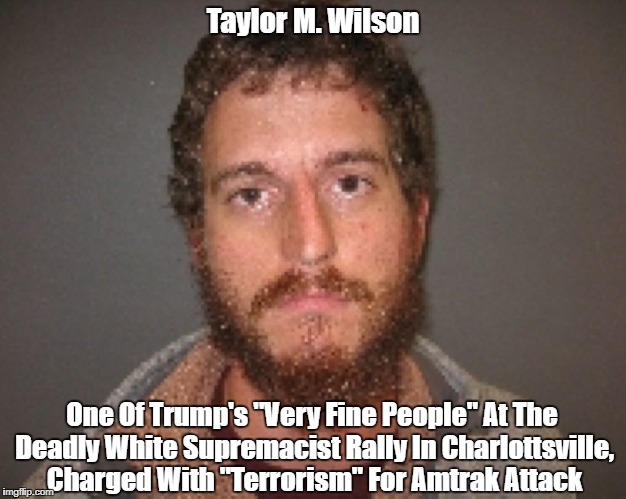Taylor M. Wilson One Of Trump's "Very Fine People" At The Deadly White Supremacist Rally In Charlottsville, Charged With "Terrorism" For Amt | made w/ Imgflip meme maker