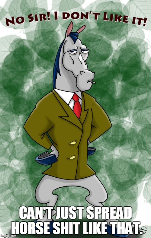 Mr Horse No Sir | CAN'T JUST SPREAD HORSE SHIT LIKE THAT. | image tagged in mr horse | made w/ Imgflip meme maker