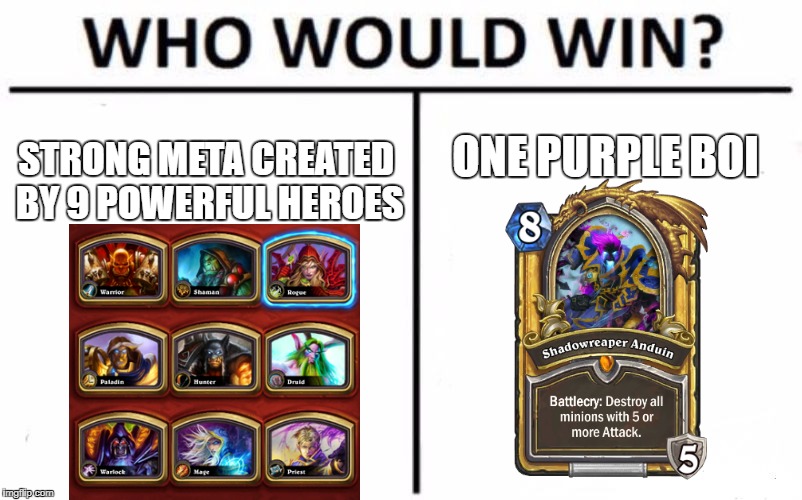 Who Would Win? | STRONG META CREATED BY 9 POWERFUL HEROES; ONE PURPLE BOI | image tagged in memes,who would win | made w/ Imgflip meme maker