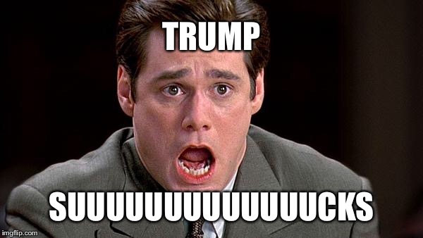 Trump suuuuucks | TRUMP; SUUUUUUUUUUUUUCKS | image tagged in carey,liar,trump | made w/ Imgflip meme maker