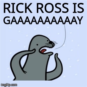 Rick Ross is gay | RICK ROSS IS; GAAAAAAAAAAY | image tagged in gay seal,homophobic seal | made w/ Imgflip meme maker