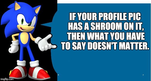 Another Sonic Says Meme | IF YOUR PROFILE PIC HAS A SHROOM ON IT, THEN WHAT YOU HAVE TO SAY DOESN'T MATTER. | image tagged in another sonic says meme | made w/ Imgflip meme maker