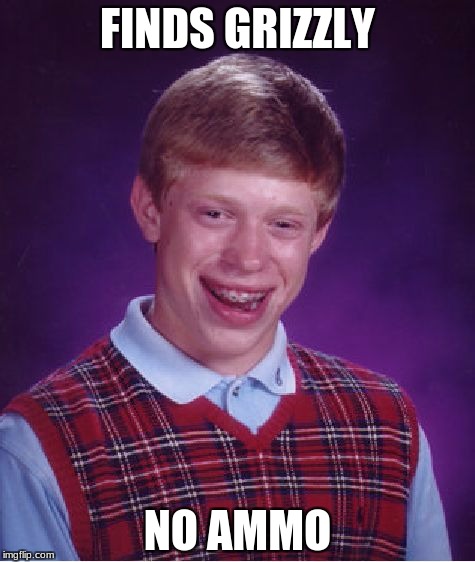 Don't you hate when that happens? | FINDS GRIZZLY; NO AMMO | image tagged in memes,bad luck brian,unturned | made w/ Imgflip meme maker