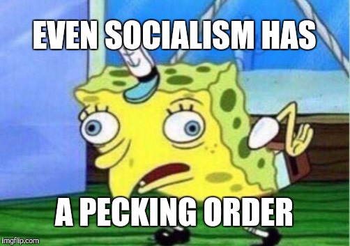 Mocking Spongebob Meme | EVEN SOCIALISM HAS A PECKING ORDER | image tagged in memes,mocking spongebob | made w/ Imgflip meme maker