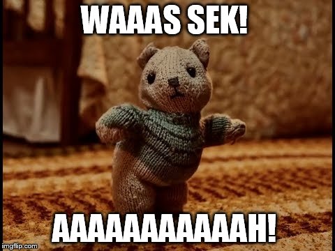 Turbotax Teddy Bear | WAAAS SEK! AAAAAAAAAAAH! | image tagged in teddy bear | made w/ Imgflip meme maker