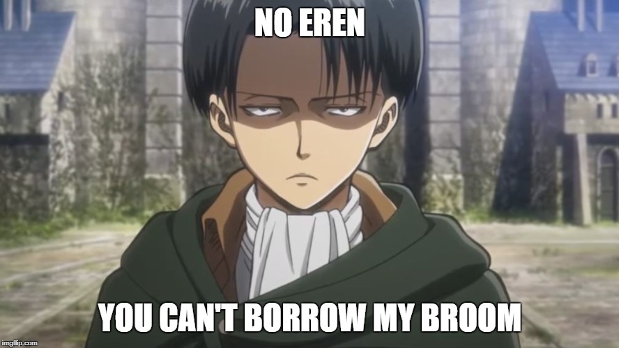 Levi, No | NO EREN; YOU CAN'T BORROW MY BROOM | image tagged in levi no | made w/ Imgflip meme maker