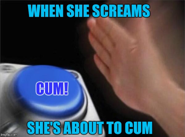 Hitting the Right Buttons | WHEN SHE SCREAMS; CUM! SHE'S ABOUT TO CUM | image tagged in memes,blank nut button | made w/ Imgflip meme maker