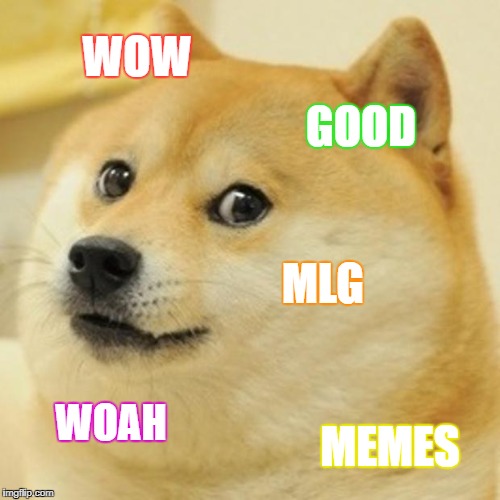Doge Meme | WOW; GOOD; MLG; WOAH; MEMES | image tagged in memes,doge | made w/ Imgflip meme maker