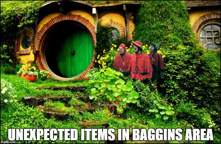 UNEXPECTED ITEMS IN BAGGINS AREA | image tagged in bilbo baggins | made w/ Imgflip meme maker