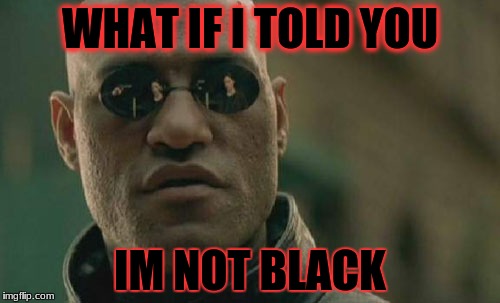 Matrix Morpheus Meme | WHAT IF I TOLD YOU; IM NOT BLACK | image tagged in memes,matrix morpheus | made w/ Imgflip meme maker
