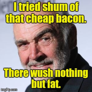 I tried shum of that cheap bacon. There wush nothing but fat. | made w/ Imgflip meme maker