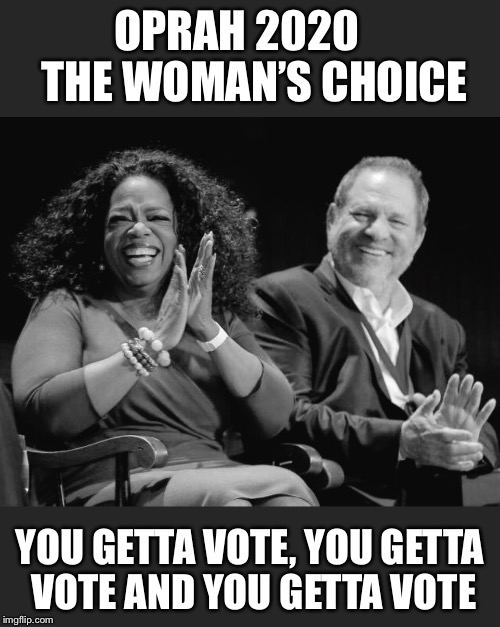 OPRAH 2020
   THE WOMAN’S CHOICE; YOU GETTA VOTE, YOU GETTA VOTE AND YOU GETTA VOTE | image tagged in oprah you get a | made w/ Imgflip meme maker