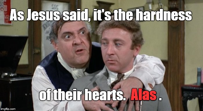 Bialistock & Bloom | As Jesus said, it's the hardness of their hearts.  Alas . Alas | image tagged in bialistock  bloom | made w/ Imgflip meme maker