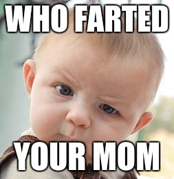 Skeptical Baby Meme | WHO FARTED; YOUR MOM | image tagged in memes,skeptical baby | made w/ Imgflip meme maker