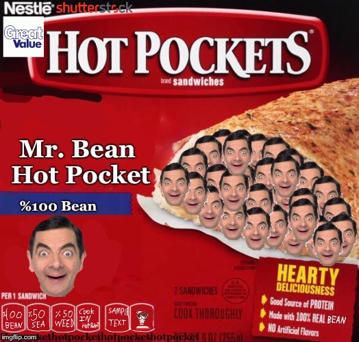 Mr. Bean hot pocket by: JamEpiX
 | . | image tagged in mr bean,hot pockets,where's waldo,memes,bean | made w/ Imgflip meme maker