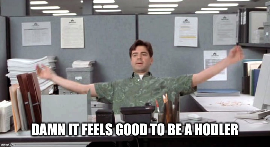 office space capitalism  | DAMN IT FEELS GOOD TO BE A HODLER | image tagged in office space capitalism | made w/ Imgflip meme maker