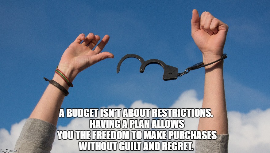 A BUDGET ISN'T ABOUT RESTRICTIONS. HAVING A PLAN ALLOWS YOU THE FREEDOM TO MAKE PURCHASES WITHOUT GUILT AND REGRET. | made w/ Imgflip meme maker