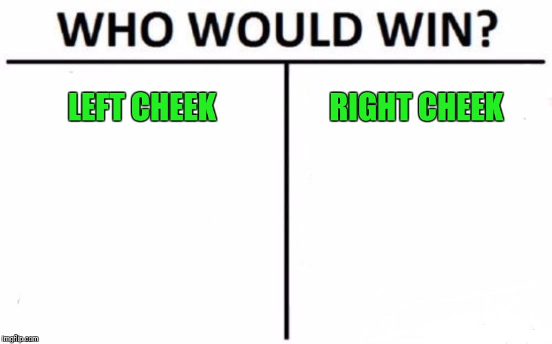 Who Would Win? Meme | LEFT CHEEK; RIGHT CHEEK | image tagged in memes,who would win | made w/ Imgflip meme maker