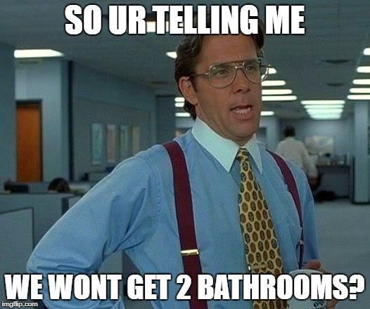 That Would Be Great Meme | SO UR TELLING ME; WE WONT GET 2 BATHROOMS? | image tagged in memes,that would be great | made w/ Imgflip meme maker