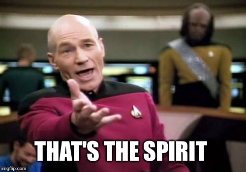 Picard Wtf Meme | THAT'S THE SPIRIT | image tagged in memes,picard wtf | made w/ Imgflip meme maker